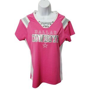 Dallas Cowboys Authentic Pink Sequin Logo Womens Shirt L
